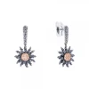 Pendientes Largos Plata Envejecida y Circonitas Cognac*Eguzkilore Online