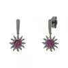 Pendientes Largos Rutenio Circonitas Fucsia*Eguzkilore Sale
