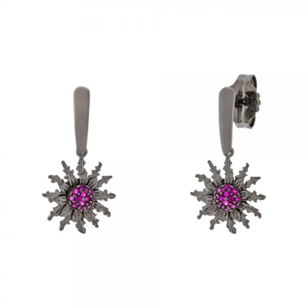 Pendientes Largos Rutenio Circonitas Fucsia*Eguzkilore Sale