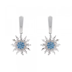 Pendientes Largos Plata y Circonitas Azules*Eguzkilore Online