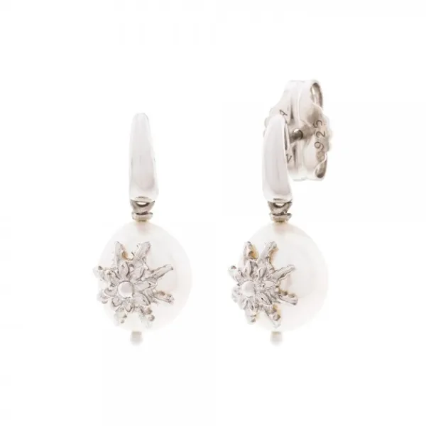 Pendientes Largos Plata y Perla 12mm*Eguzkilore Online