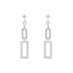 Pendientes Largos Rectangulares Plata y Circonitas*Eguzkilore Discount