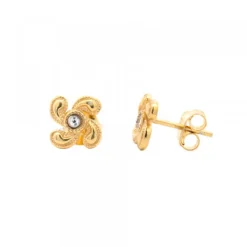 Pendientes Lauburu Berria Plata Dorada y Circonita*Eguzkilore Discount