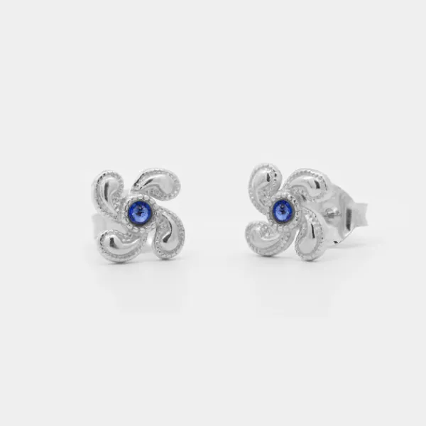 Pendientes Lauburu Berria Plata y Circonita Azul*Eguzkilore