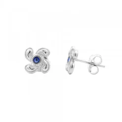 Pendientes Lauburu Berria Plata y Circonita Azul*Eguzkilore