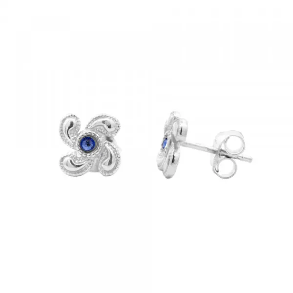 Pendientes Lauburu Berria Plata y Circonita Azul*Eguzkilore