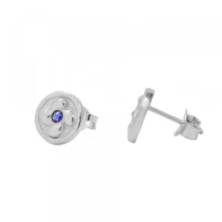 Pendientes Lauburu Plata y Circonita Azul 10mm*Eguzkilore Best