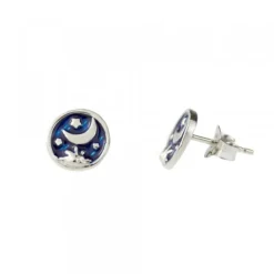 Pendientes Luna de Plata con Esmalte Azul*Eguzkilore Clearance