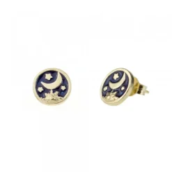 Pendientes Luna de Plata Dorada con Esmalte Azul*Eguzkilore Best