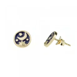 Pendientes Luna de Plata Dorada con Esmalte Azul*Eguzkilore Best