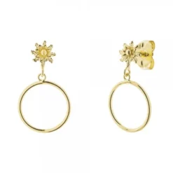 Pendientes Luna Llena Largos Plata Dorada*Eguzkilore Outlet