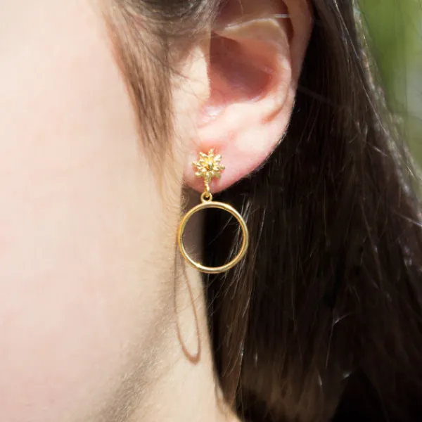 Pendientes Luna Llena Largos Plata Dorada*Eguzkilore Outlet