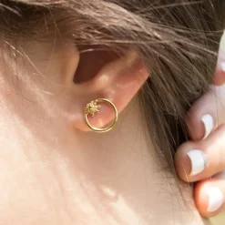 Pendientes Luna Llena Plata Dorada*Eguzkilore Hot