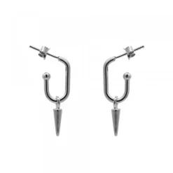Pendientes Medio Eslabón Punk Plata Negra 15mm*Eguzkilore New