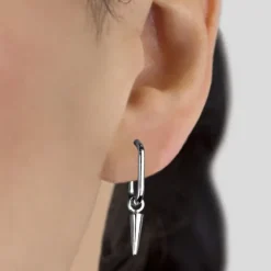 Pendientes Medio Eslabón Punk Plata Negra 15mm*Eguzkilore New
