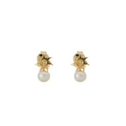Pendientes Mountain de Plata Dorada con Perla*Eguzkilore