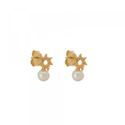 Pendientes Mountain de Plata Dorada con Perla*Eguzkilore