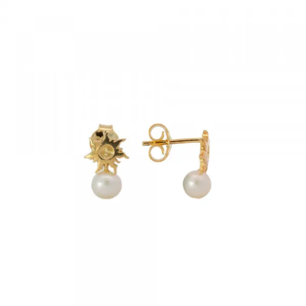 Pendientes Mountain de Plata Dorada con Perla*Eguzkilore