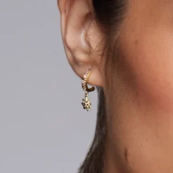 Pendientes Muka Plata Dorada y Circonitas Marrones*Eguzkilore