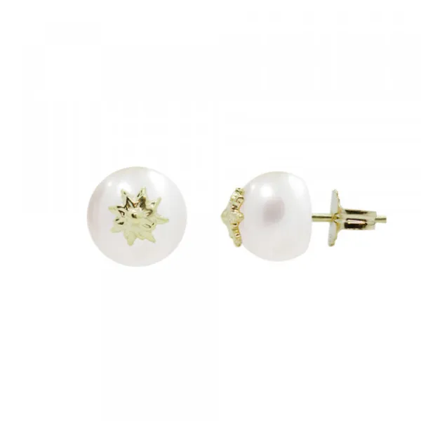 Pendientes Perla y Dorado 7,5mm*Eguzkilore Hot