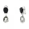 Pendientes Queen 3 Largos Plata y Cristales Negros*Eguzkilore Clearance