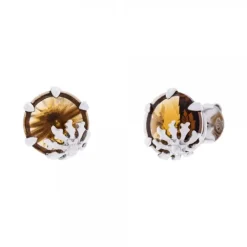 Pendientes Queen3 Plata y Cristal Citrino*Eguzkilore New