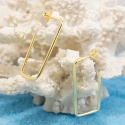 Pendientes Rectangulares Plata Dorada 40mm*Eguzkilore Online