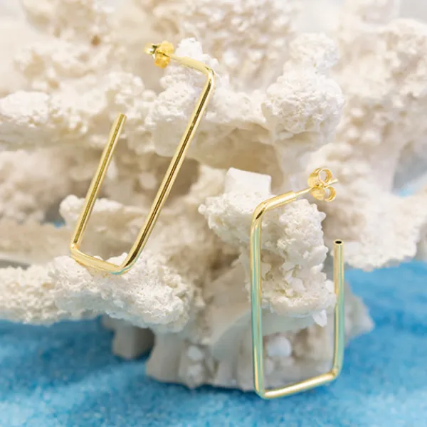 Pendientes Rectangulares Plata Dorada 40mm*Eguzkilore Online