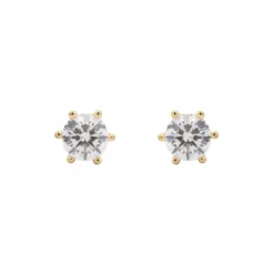 Pendientes Solitario Plata Dorada y Circonita 11mm*Eguzkilore Discount