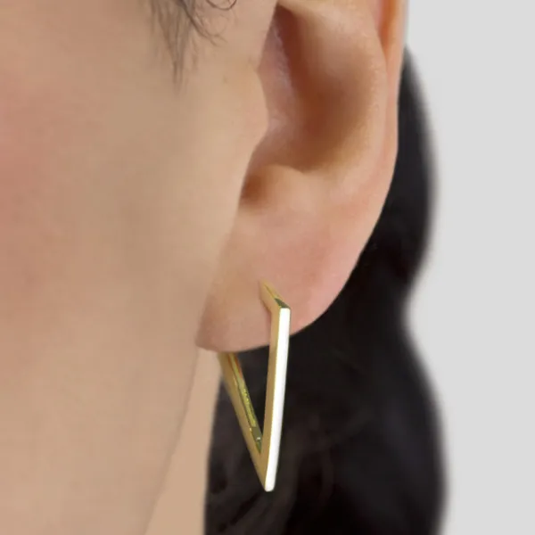 Pendientes Triangulares Plata Dorada 32mm*Eguzkilore Outlet