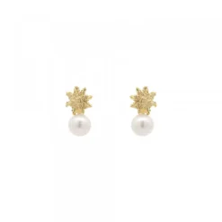 Pendientes Tú y Yo Plata Dorada y Perla 5mm*Eguzkilore Sale