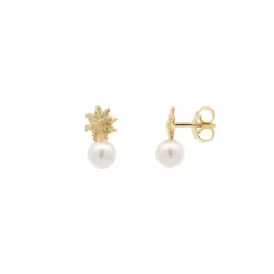 Pendientes Tú y Yo Plata Dorada y Perla 5mm*Eguzkilore Sale