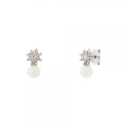 Pendientes Tú y Yo Plata y Perla 5mm*Eguzkilore New