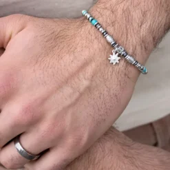 Pulsera Acero con Turquesas*Eguzkilore