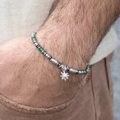 Pulsera Acero Cuentas Jade Verde*Eguzkilore Best