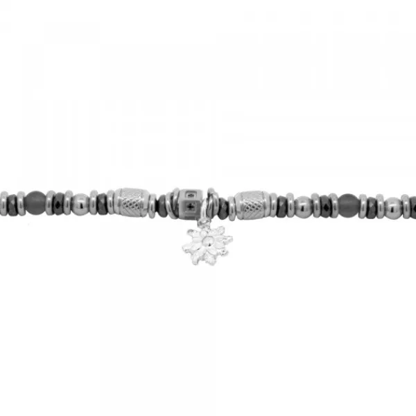 Pulsera Acero Cuentas Resina Negra*Eguzkilore Online