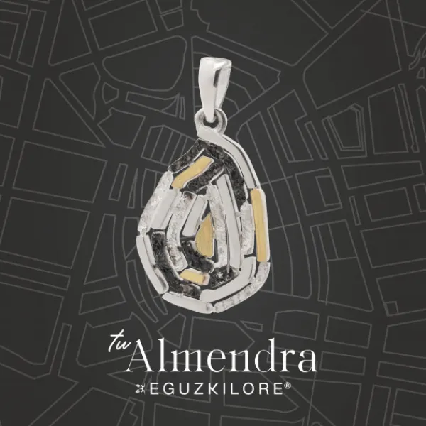 Pulsera Almendra de Vitoria Silueta Plata con Lámina de Oro*Eguzkilore Outlet