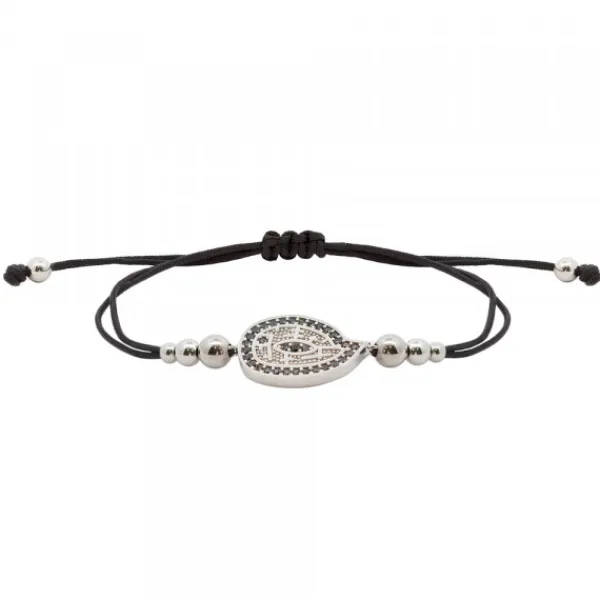 Pulsera Almendra Plata y Circonitas Negras*Eguzkilore New