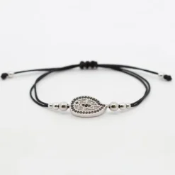 Pulsera Almendra Plata y Circonitas Negras*Eguzkilore New