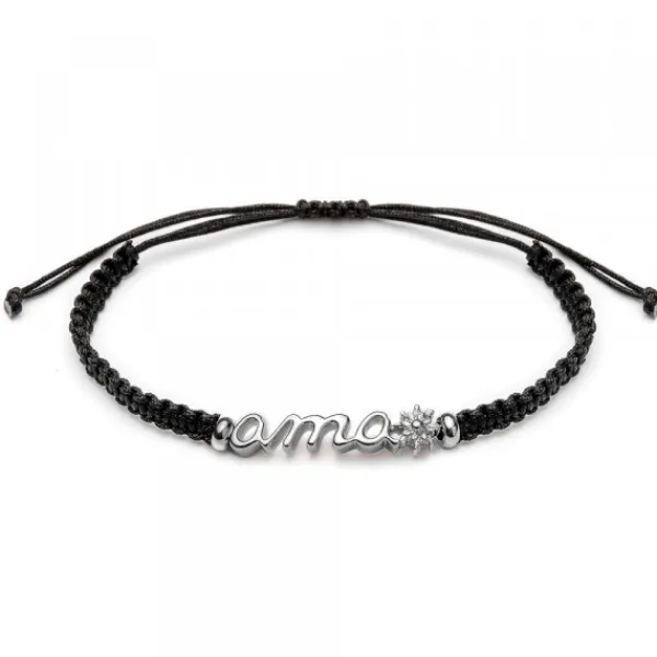 Pulsera Ama Plata Macramé Negro*Eguzkilore New