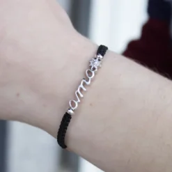 Pulsera Ama Plata Macramé Negro*Eguzkilore New