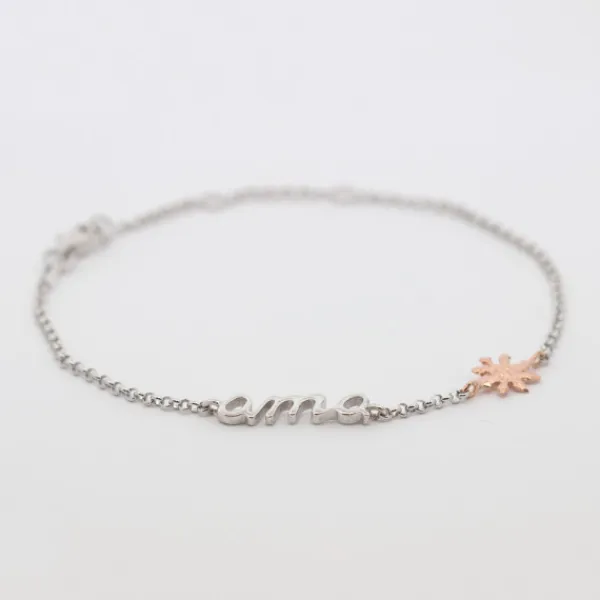 Pulsera Ama Plata y Rosa*Eguzkilore Best