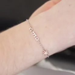 Pulsera Ama Plata y Rosa*Eguzkilore Best