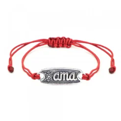 Pulsera Ama Roja Plata Rústica Personalizable*Eguzkilore Clearance