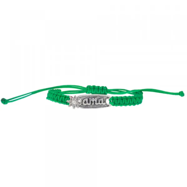 Pulsera Ama Verde Plata Acabado Rústico*Eguzkilore