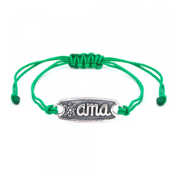 Pulsera Ama Verde Plata Rústica Personalizable*Eguzkilore Discount