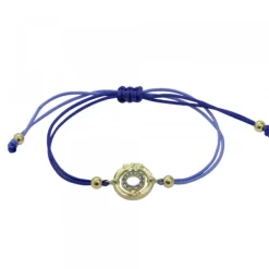 Pulsera Barandilla Concha Dorada y Circonitas Azules*Eguzkilore New