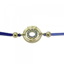 Pulsera Barandilla Concha Dorada y Circonitas Azules*Eguzkilore New