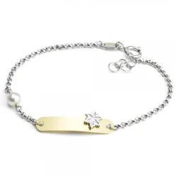 Pulsera Chapa Bebé Oro Bicolor Personalizable*Eguzkilore Best