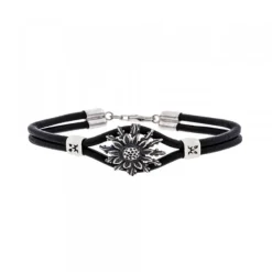 Pulsera Cuero de Plata Envejecida*Eguzkilore Online